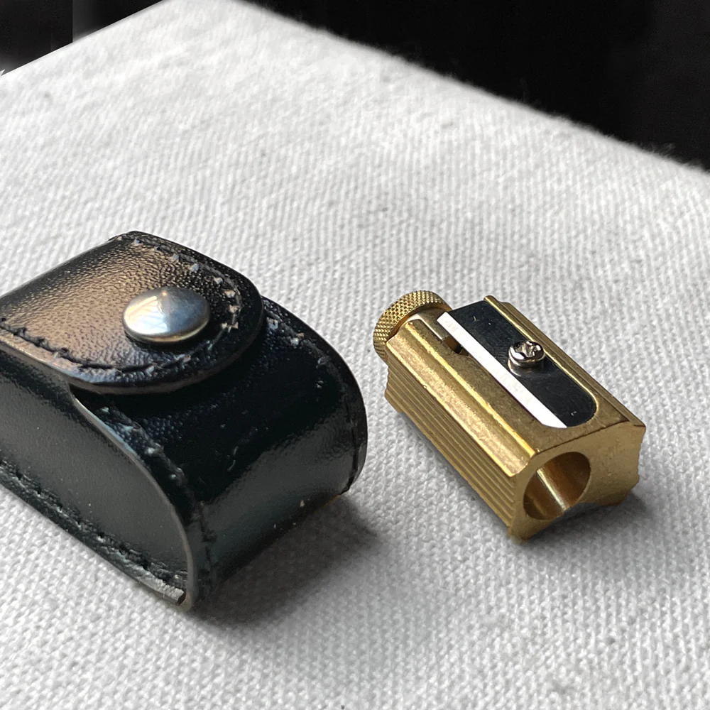 Dux Brass Adjustable Pencil Sharpener with Case - Image 2