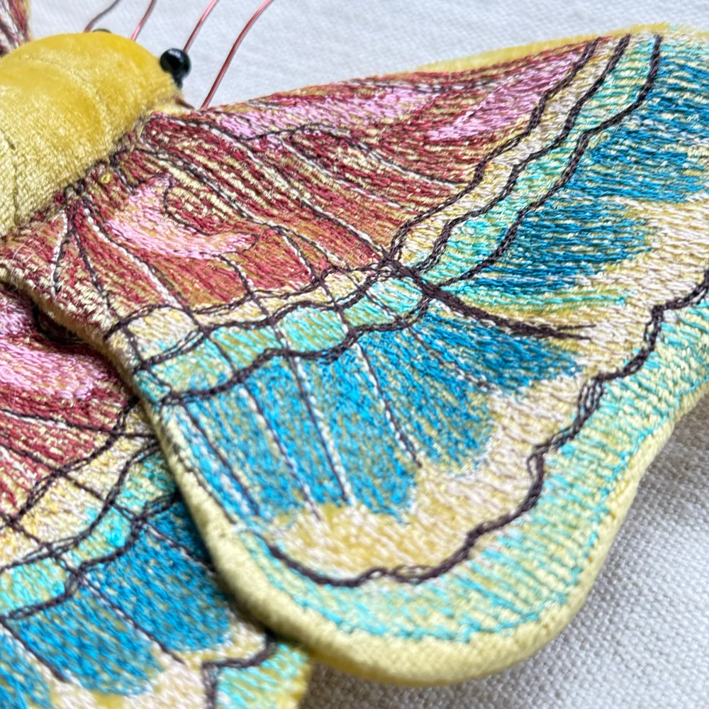 Butterfly Silk Velvet Embroidered Butterfly in Citrine - Image 3