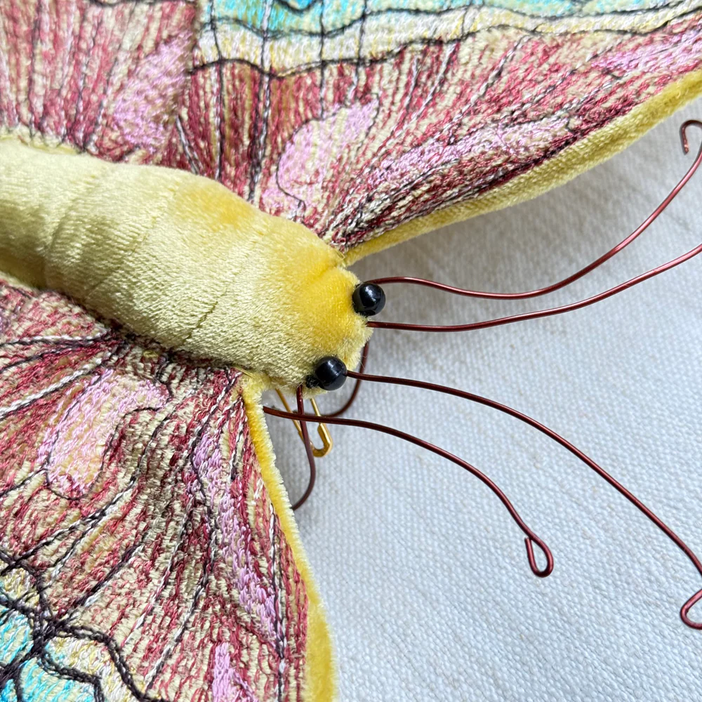 Butterfly Silk Velvet Embroidered Butterfly in Citrine - Image 4