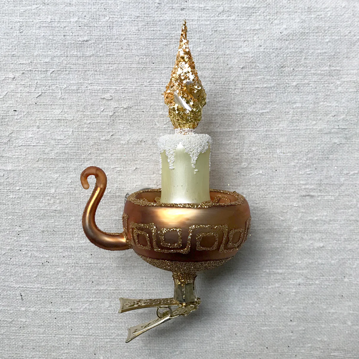Gold Candle Holder Clip-On Ornament - Image 2