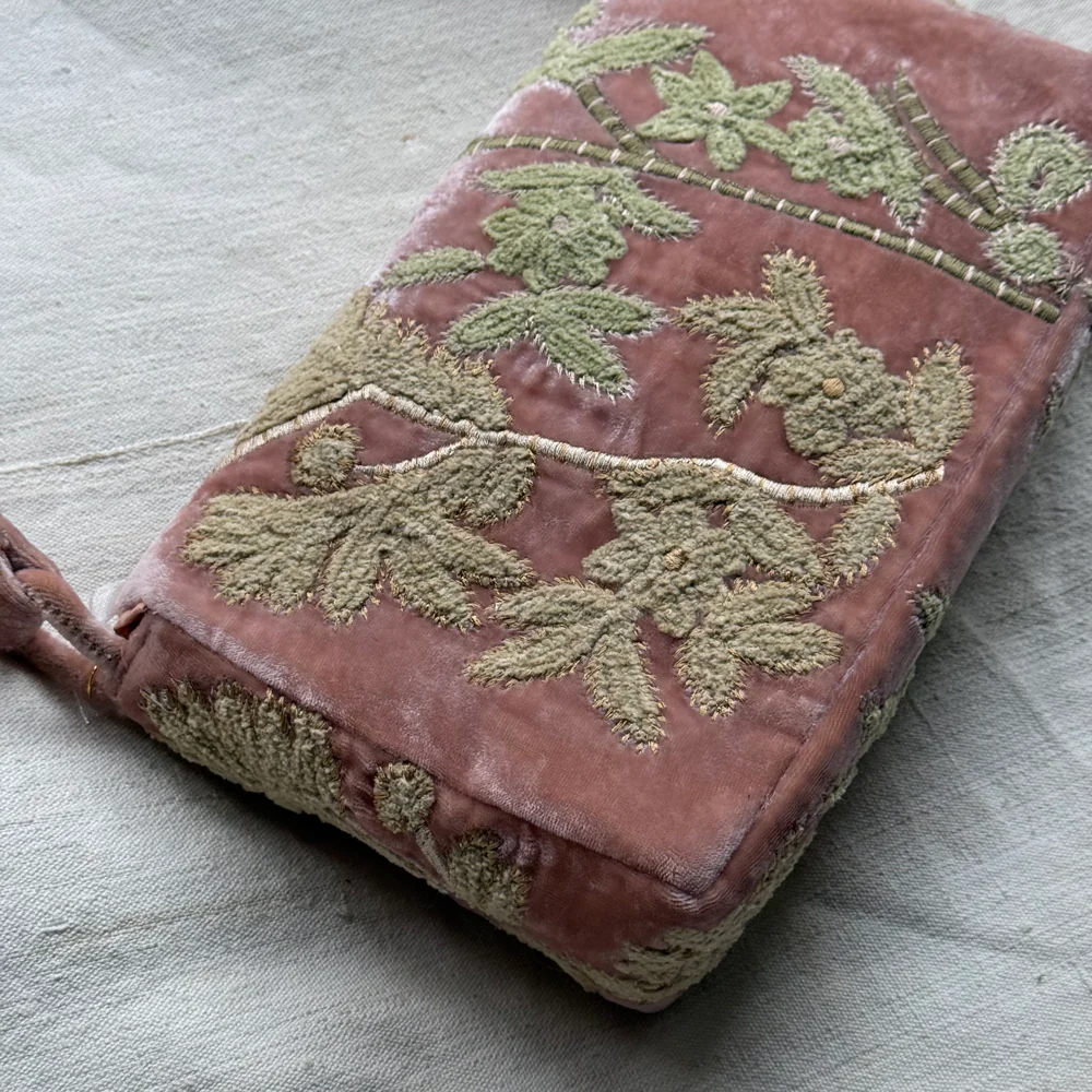 Candolyn Embroidered Silk Velvet Shoulder Bag in Pink Quartz - Image 4