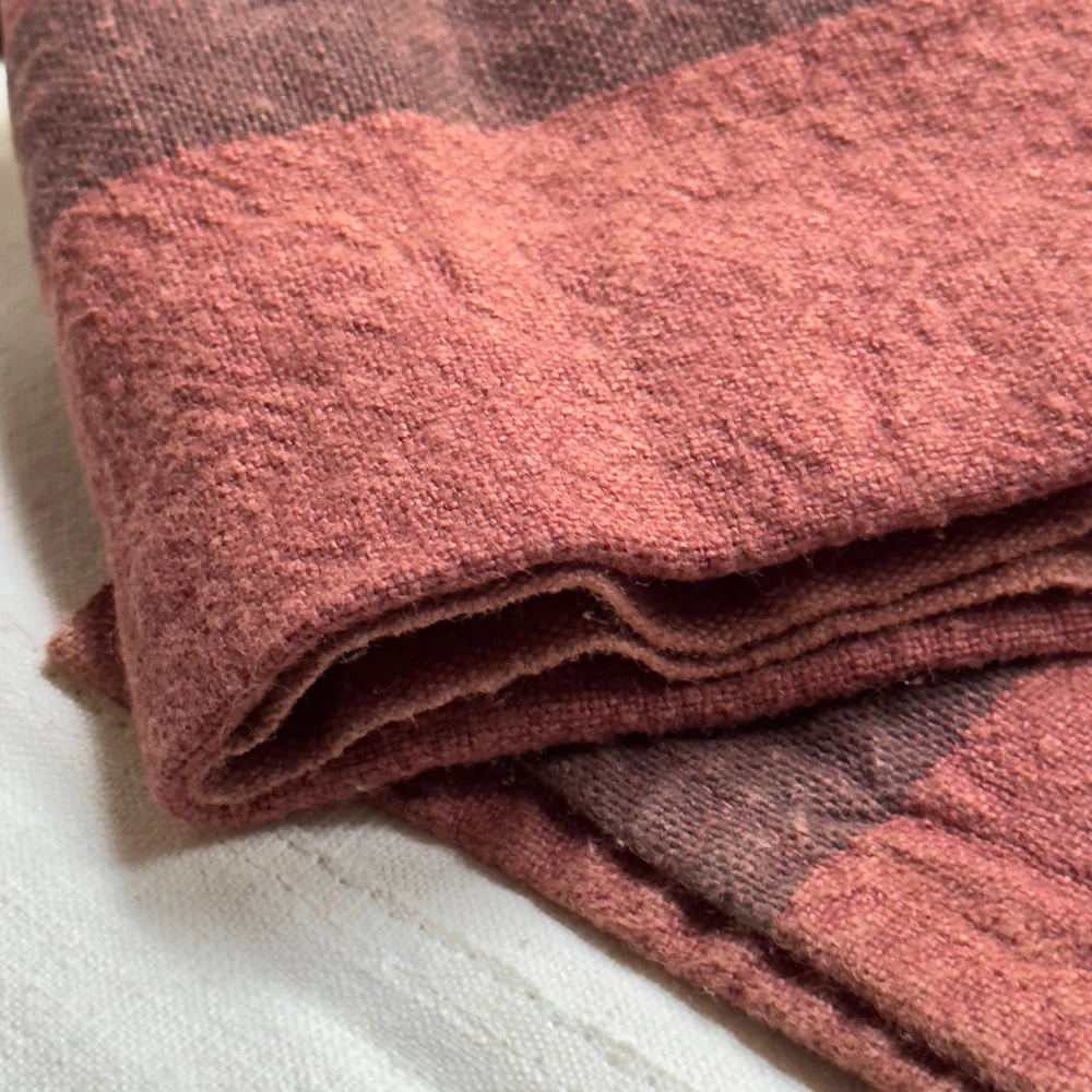 Charvet Editions Striped Linen Tea Towel in Brique - Image 2