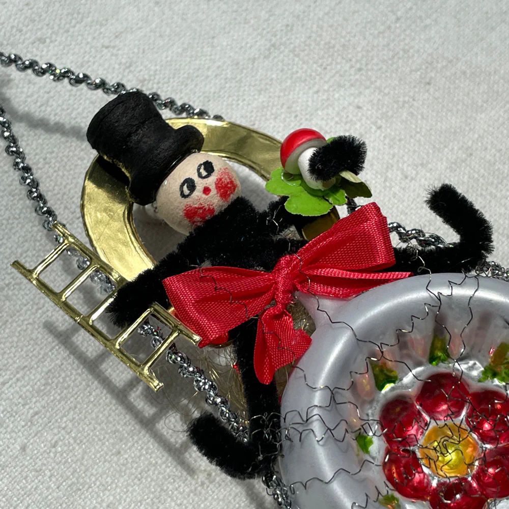 Nostalgic Chenille Chimney Sweep Reflector Ornament - Image 2