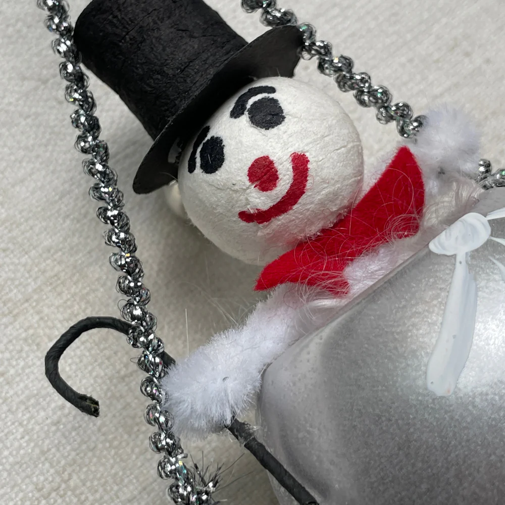 Nostalgic Chenille Snowman Reflector Ornament - Image 2
