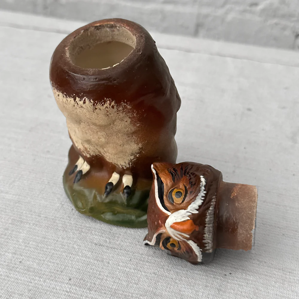 Papier-Mâché Owl with Old Finish Candy Box - Image 3