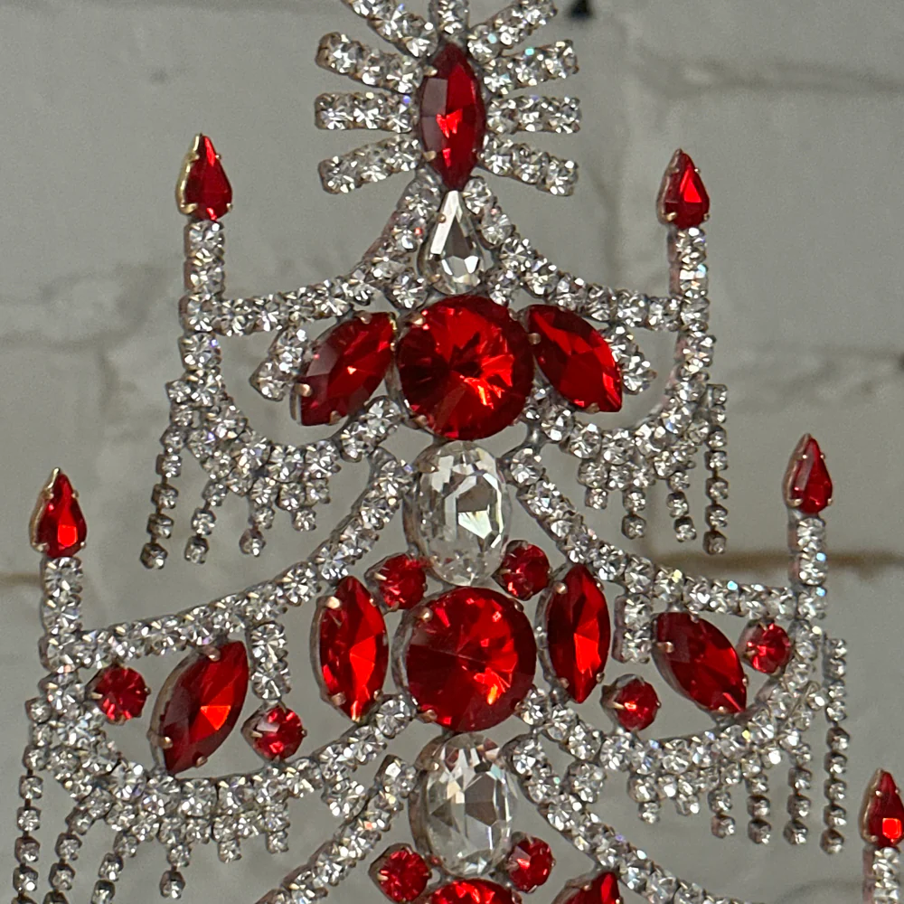 Crystal Jeweled Tree in Red & Clear Fringe - Image 3