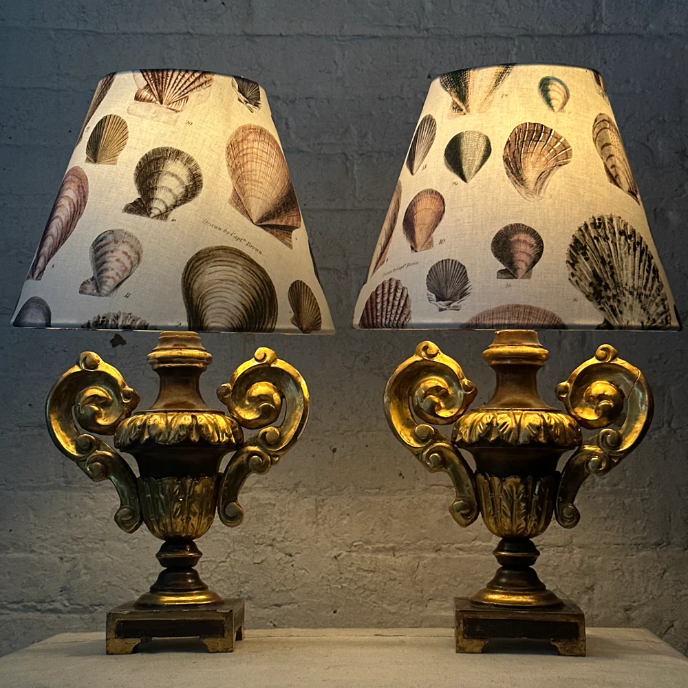 Custom John Derian for Designers Guild "Captain Thomas Brown Shells Oyster" Lampshade Pair - Image 6