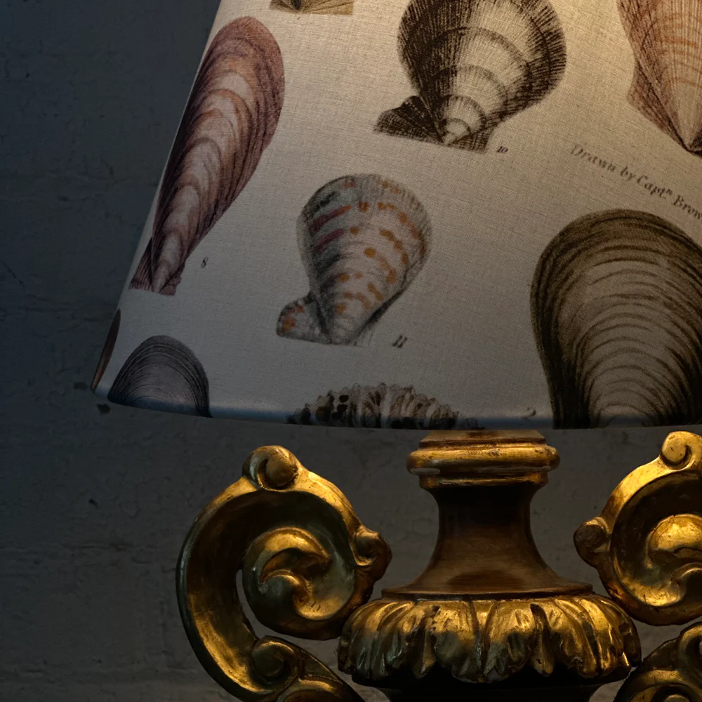 Custom John Derian for Designers Guild "Captain Thomas Brown Shells Oyster" Lampshade Pair - Image 7