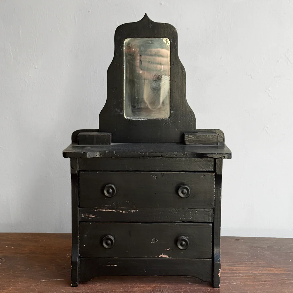 Early 20th-century Black Painted Miniature Doll's Chest - Image 2