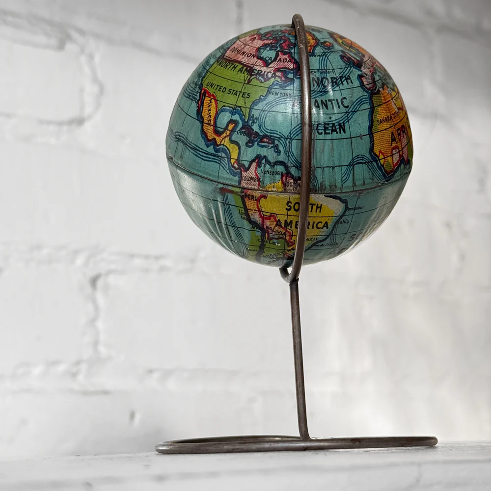 Early 20th-century Tin Globe on Stand - Image 2