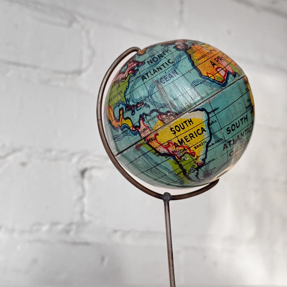 Early 20th-century Tin Globe on Stand - Image 3