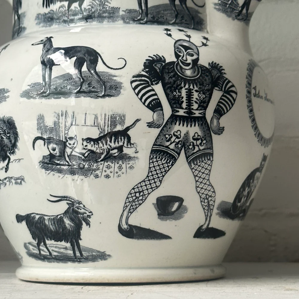 Elsmore & Forster Ironstone Transfer Printed Animals Pearlware Pitcher - Image 2