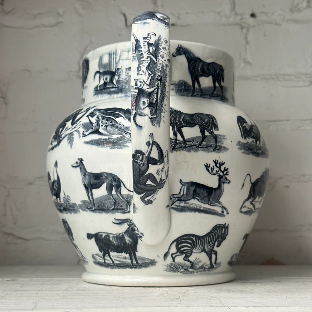 Elsmore & Forster Ironstone Transfer Printed Animals Pearlware Pitcher - Image 4