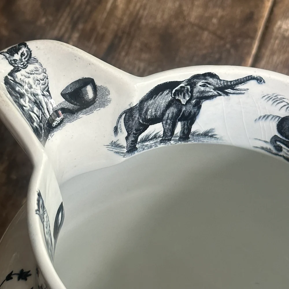 Elsmore & Forster Ironstone Transfer Printed Animals Pearlware Pitcher - Image 5