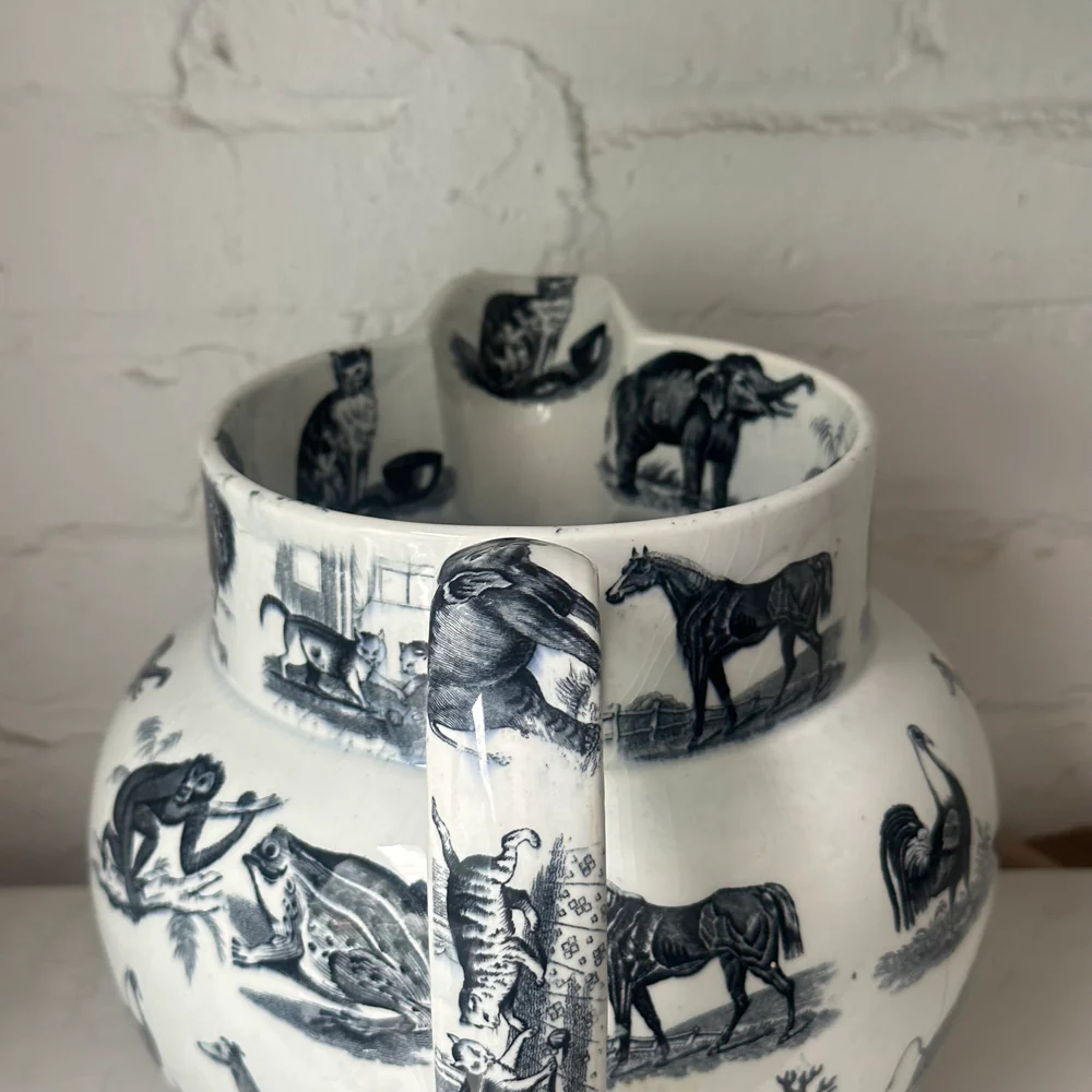 Elsmore & Forster Ironstone Transfer Printed Animals Pearlware Pitcher - Image 6
