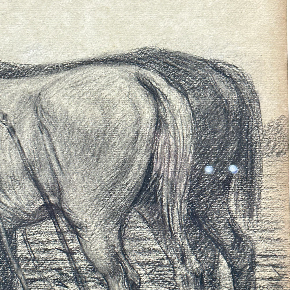 Evert Rabbers Framed Early 20th-century Horse Pastel Drawing #03 - Image 3