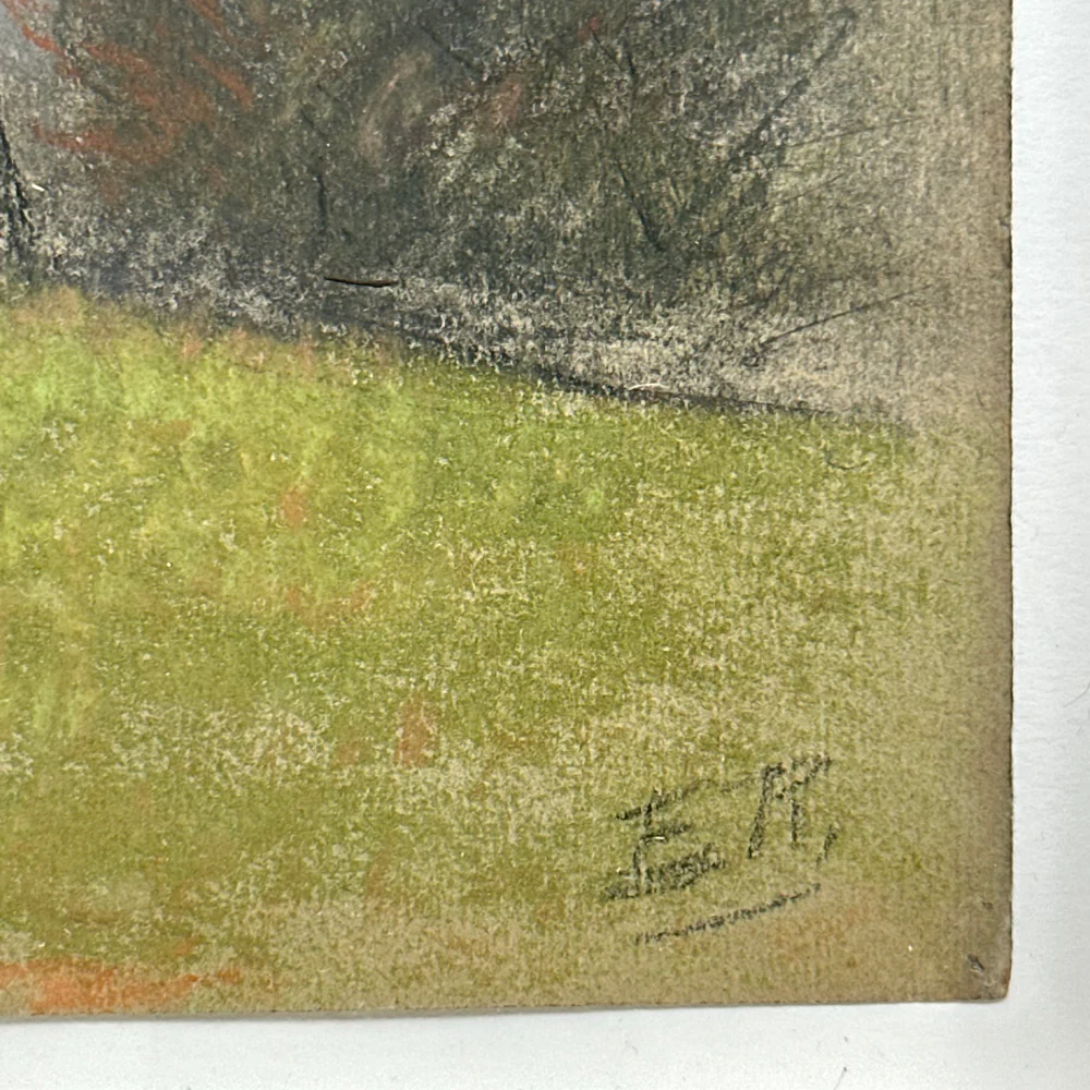 Evert Rabbers Framed Early 20th-century Landscape Pastel Drawing #15 - Image 3