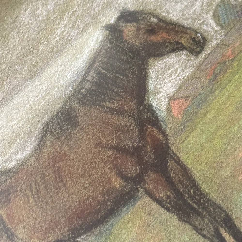 Evert Rabbers Framed "Horse" Pastel Drawing - Image 2