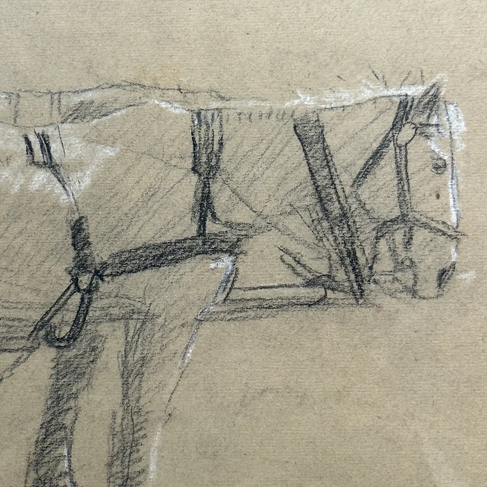 Evert Rabbers Framed Early 20th-century Horse Pastel Drawing - Image 2