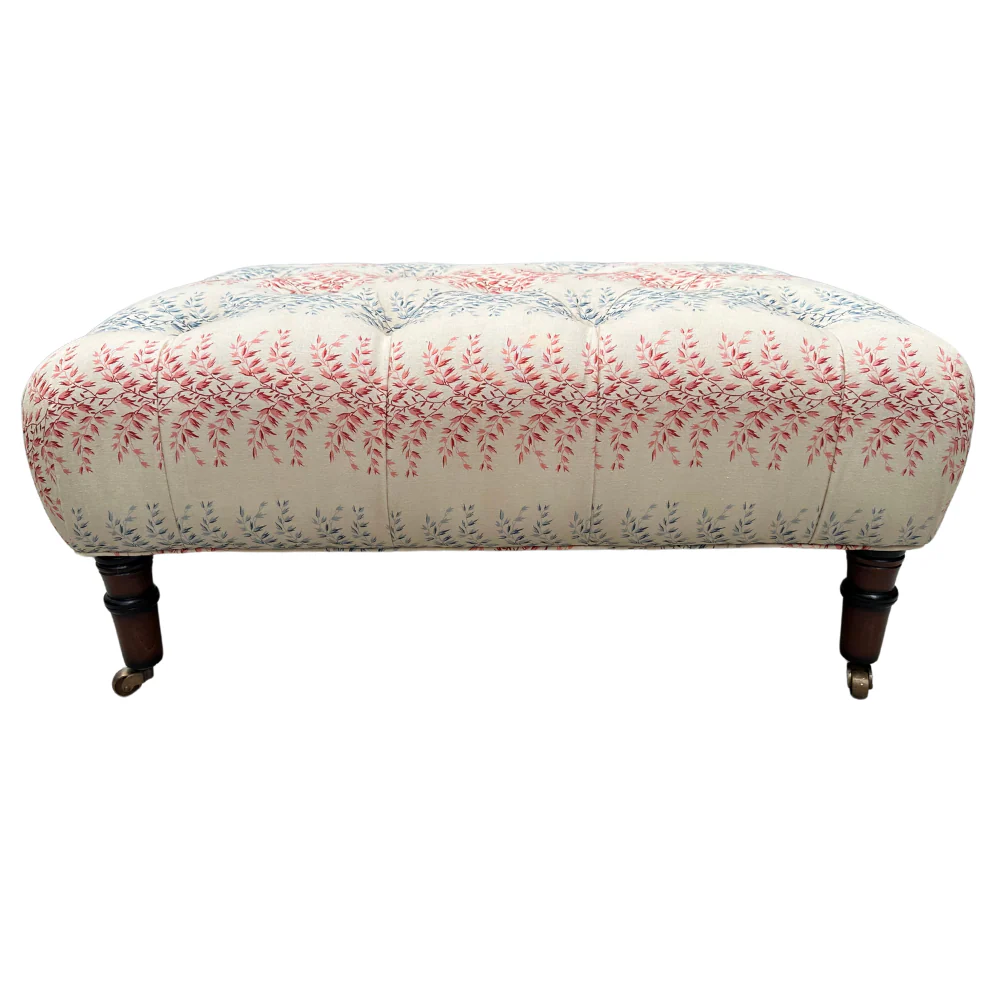 Field Ottoman in Décors Barbares Rayures Datcha Red & Beige Fabric - Image 4
