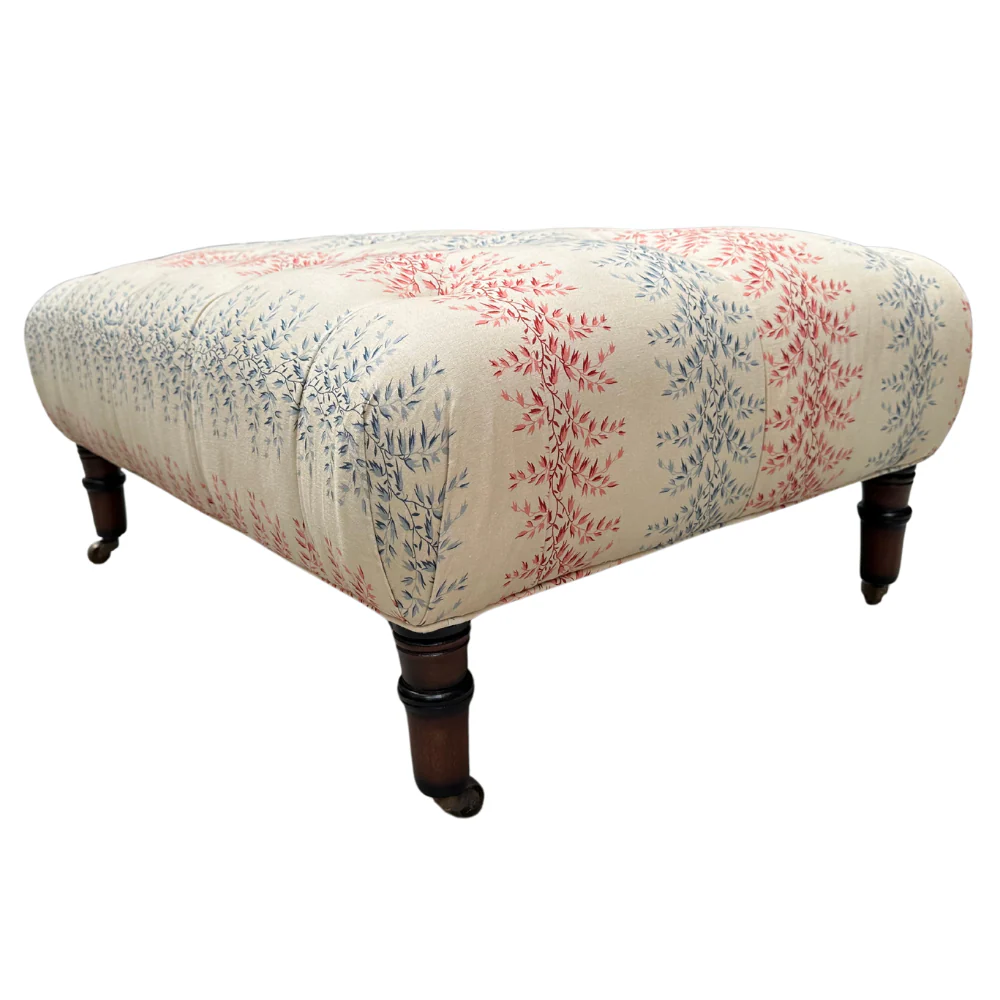 Field Ottoman in Décors Barbares Rayures Datcha Red & Beige Fabric - Image 5