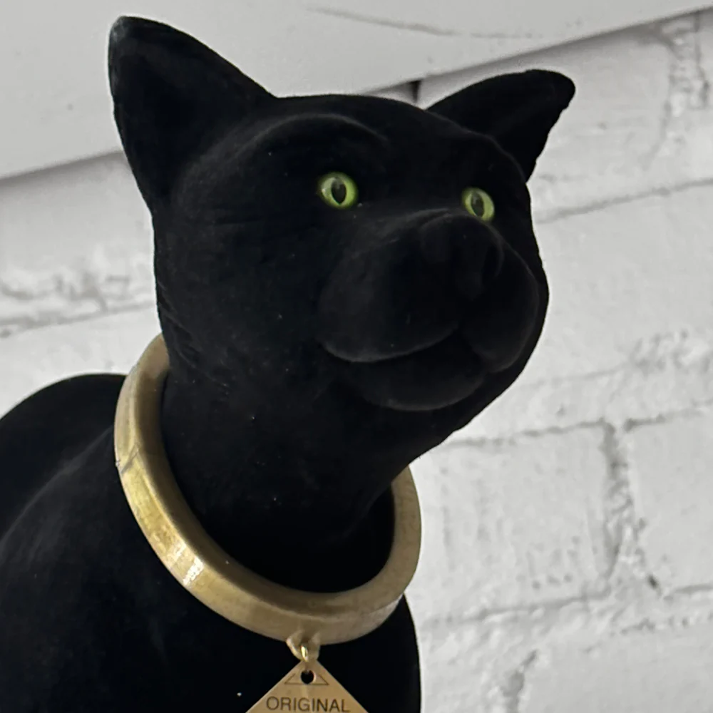Flocked Black Bobble Head Black Cat - Image 2