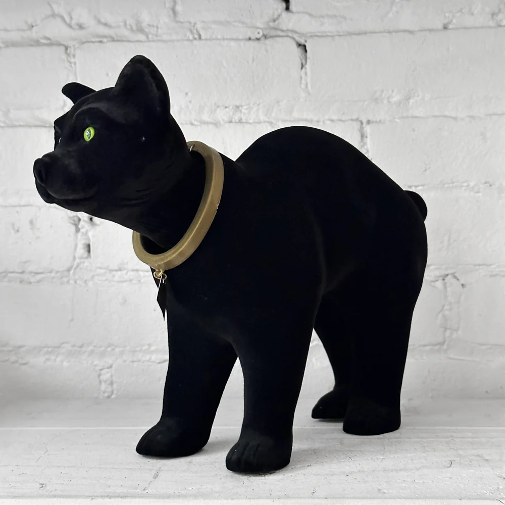 Flocked Black Bobble Head Black Cat - Image 3