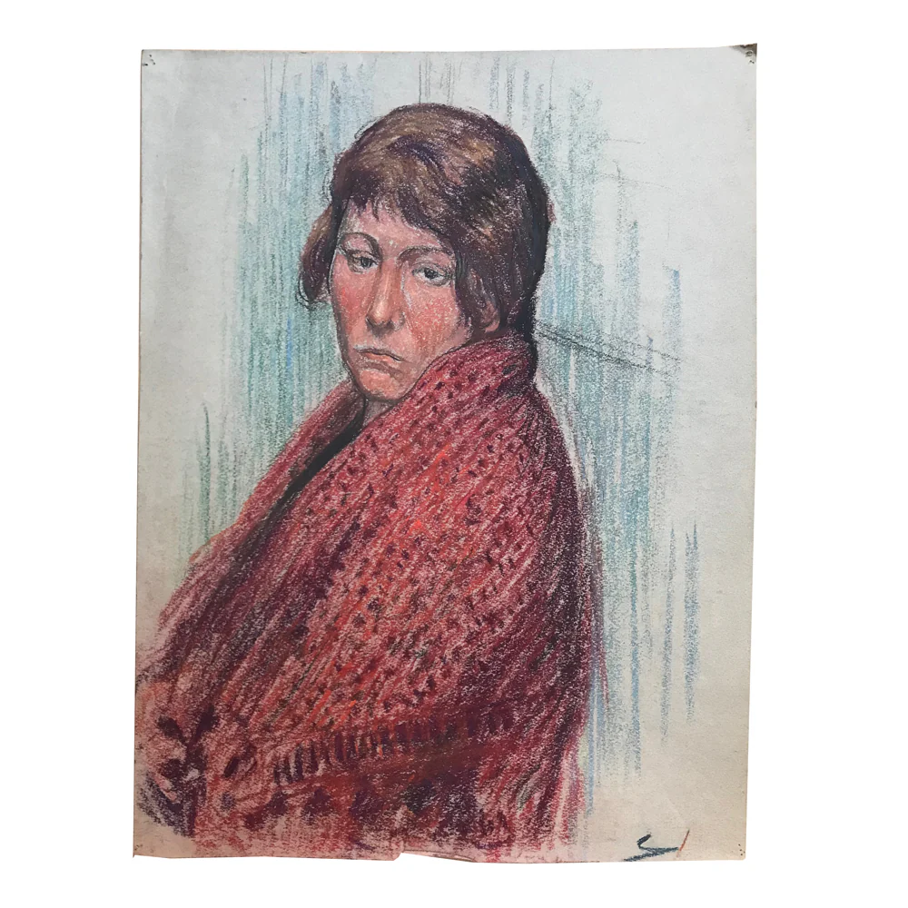 Evert Rabbers Framed "Portrait" Drawing - Image 2