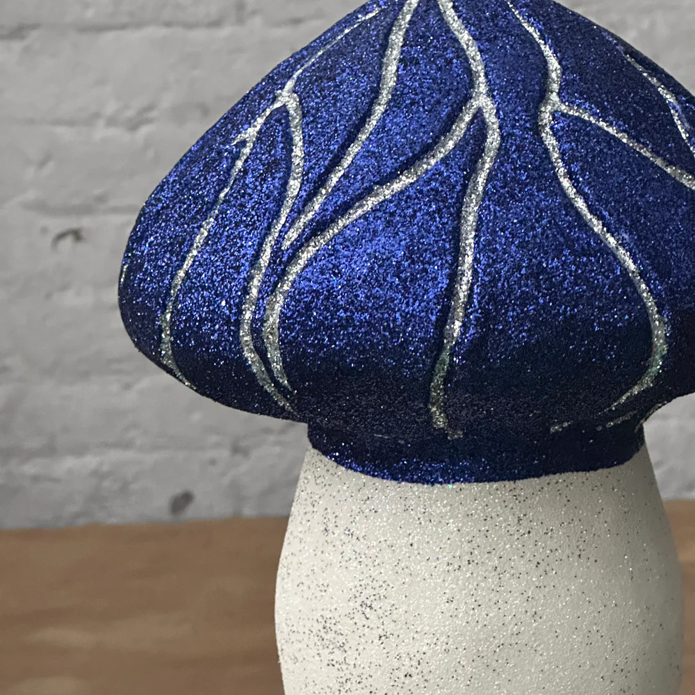 Grooved Glitter Mushroom in Blue & Silver - Image 2