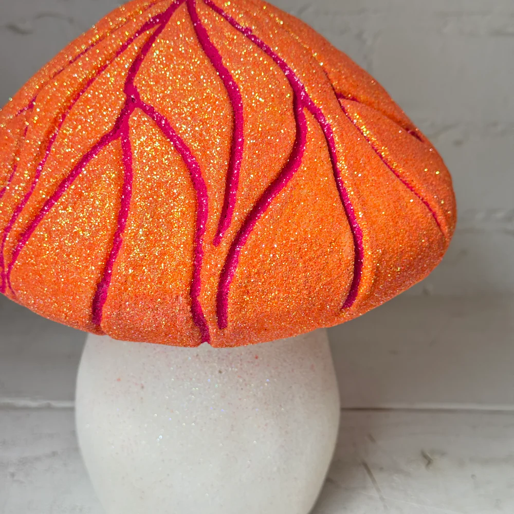 Grooved Glitter Mushroom in Orange & Red - Image 2
