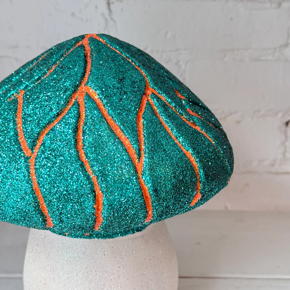 Grooved Glitter Mushroom in Teal & Orange - Image 2