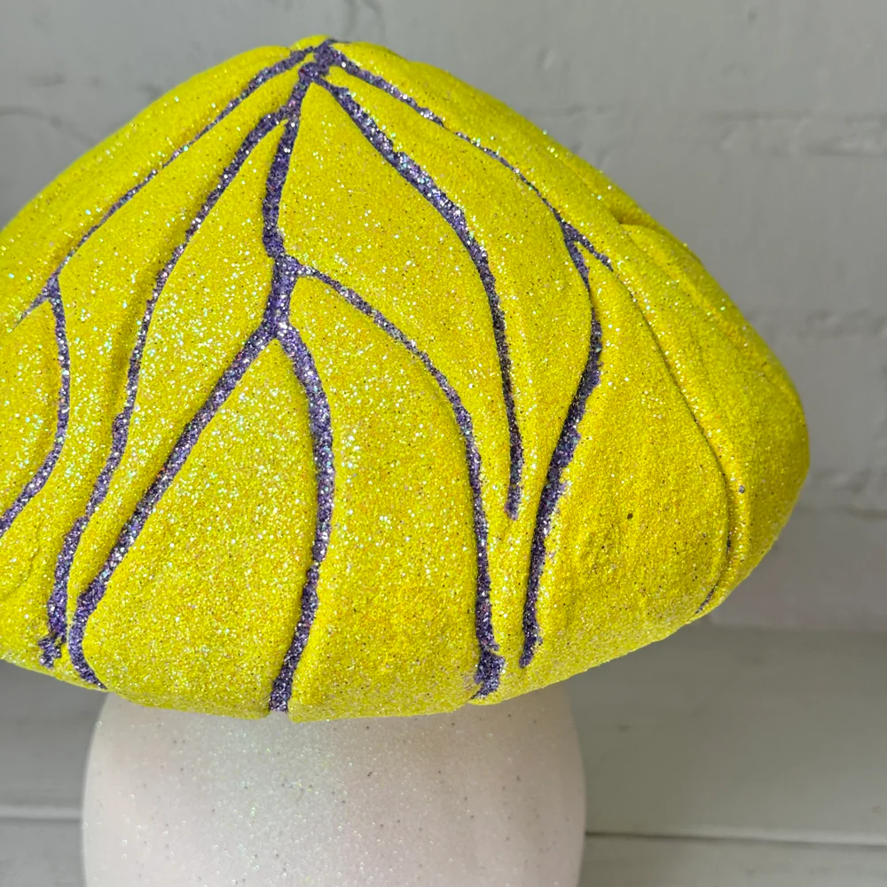Grooved Glitter Mushroom in Neon Yellow & Grey - Image 2