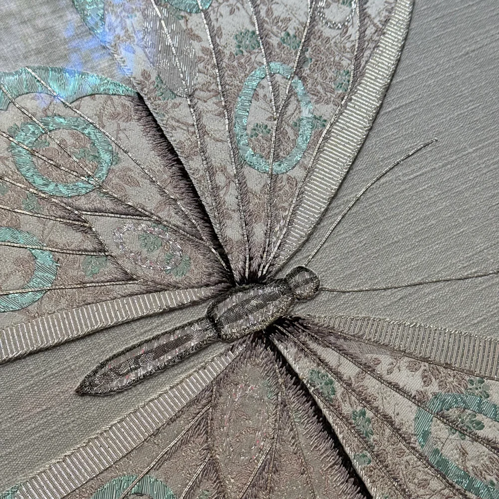 Hand Embroidered "Blue & Silver Butterfly" by Zara Merrick - Image 3