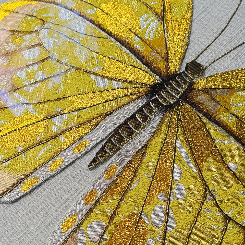 Hand Embroidered "Yellow & Gold Butterfly" by Zara Merrick - Image 3