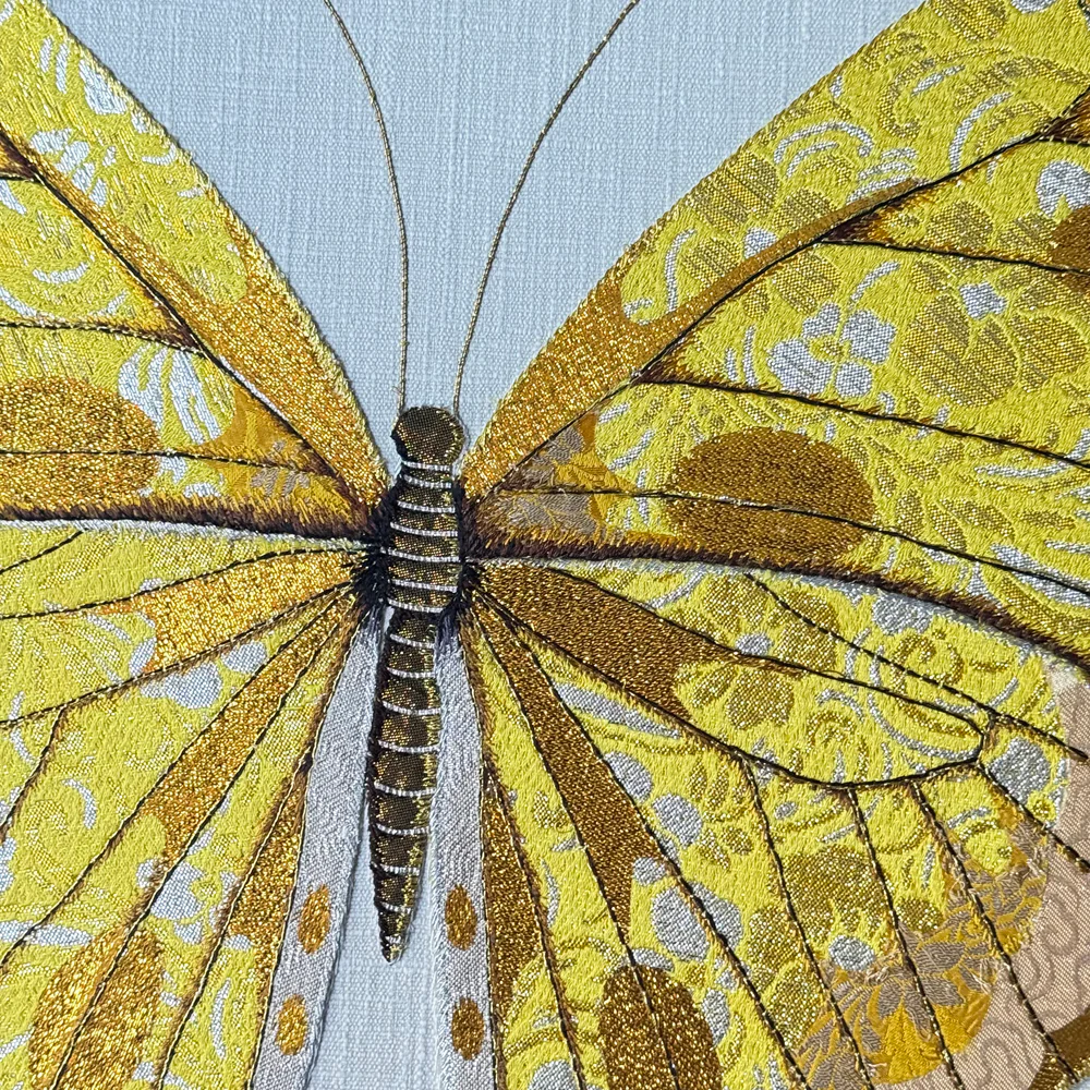 Hand Embroidered "Yellow & Gold Butterfly" by Zara Merrick - Image 4