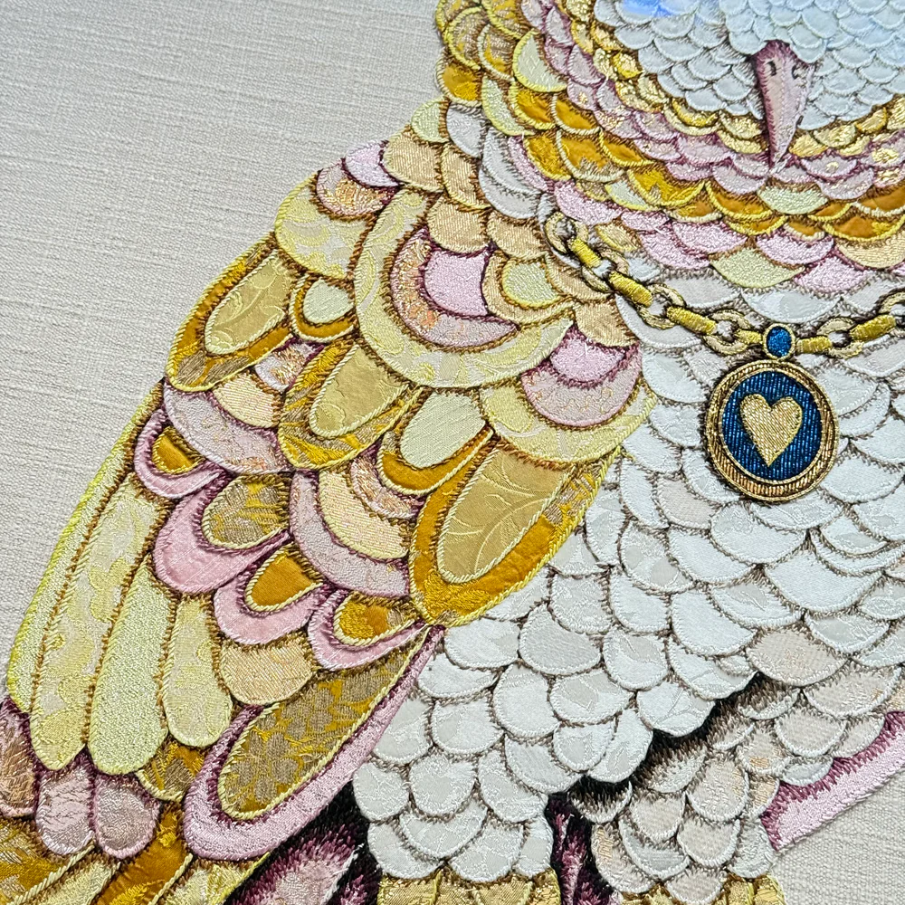 "Love & Hope" Pair of Hand Embroidered Owls by Zara Merrick - Image 9