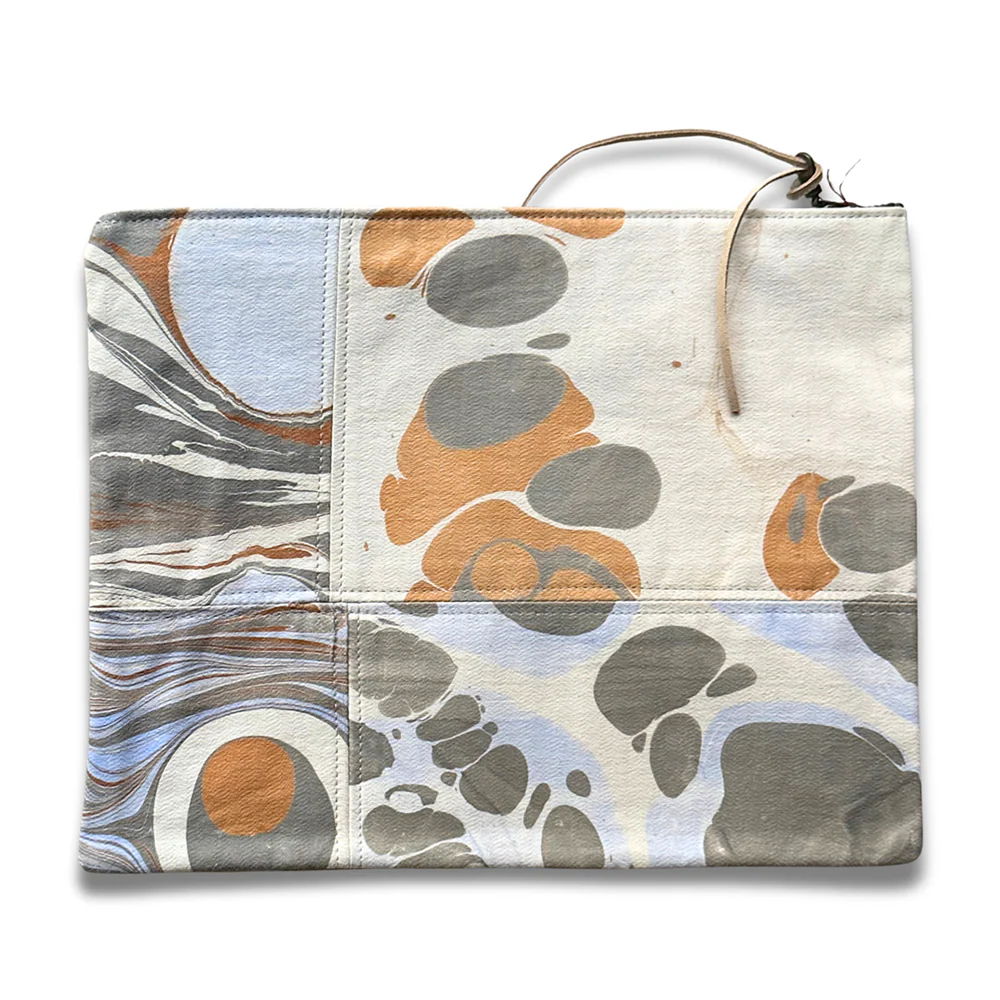 Hand Marbled One of a Kind Large Zipper Pouch (#P07)
