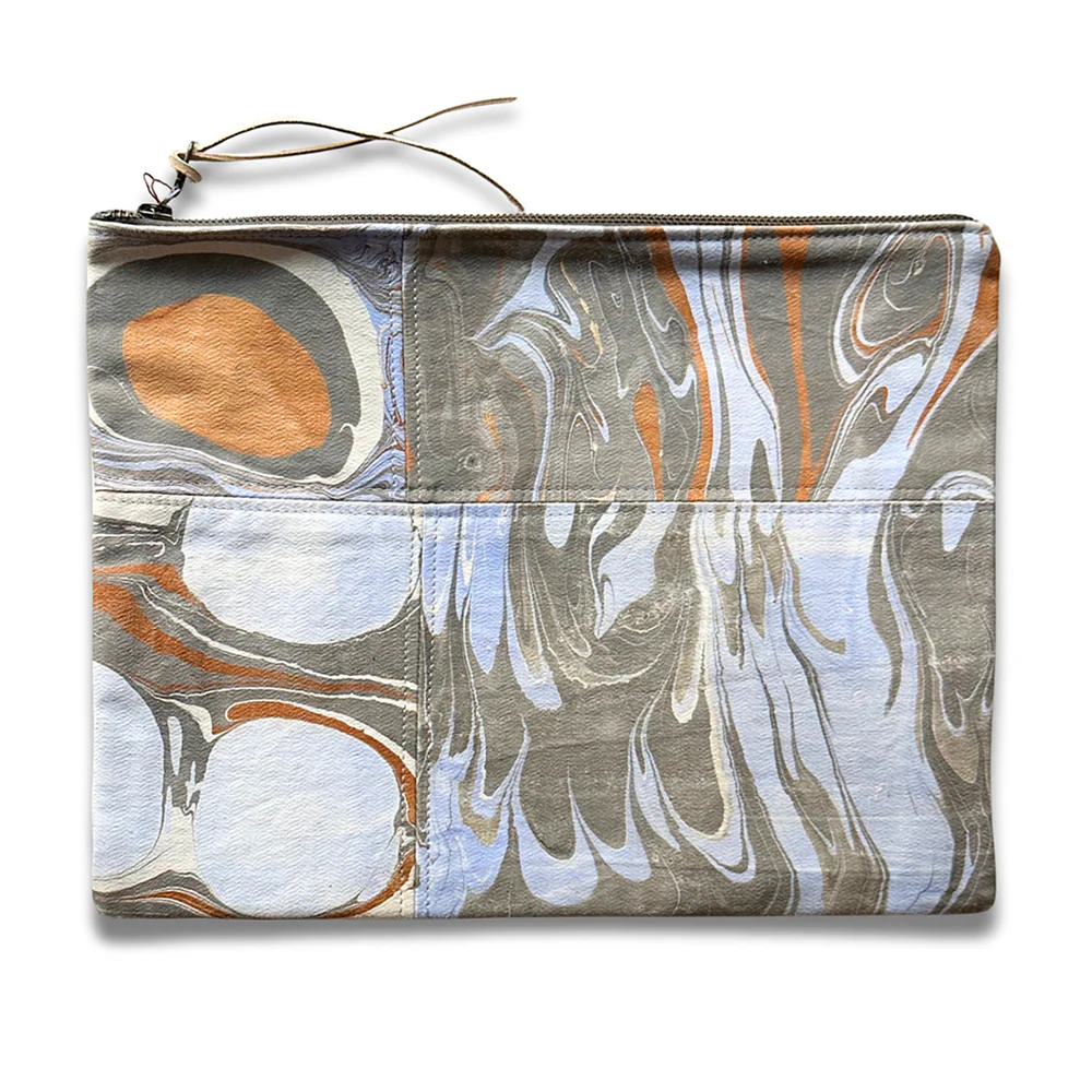 Hand Marbled One of a Kind Large Zipper Pouch (#P07) - Image 2