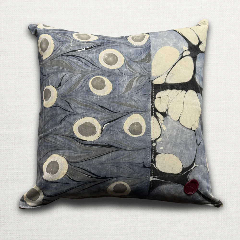 Hand Marbled One-of-a-Kind Pillow (26-01) - Image 2