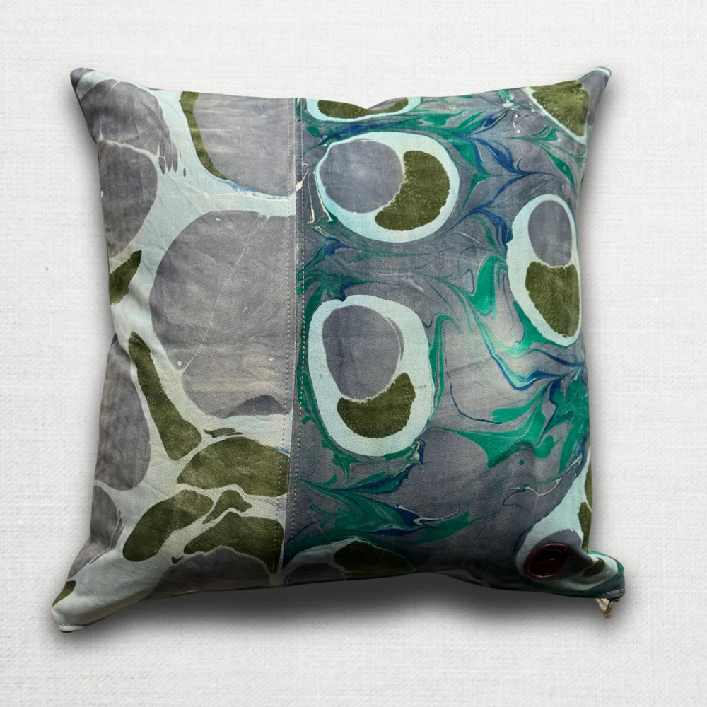 Hand Marbled One-of-a-Kind Pillow (26-03) - Image 2