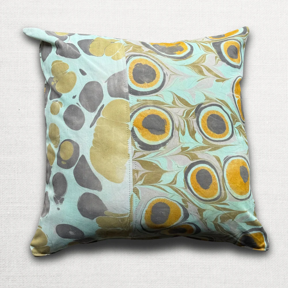 Hand Marbled One-of-a-Kind Pillow (26-04) - Image 2