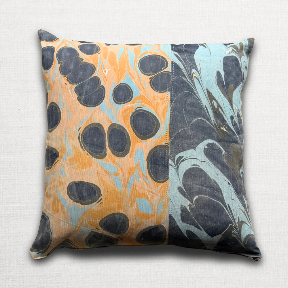 Hand Marbled One-of-a-Kind Pillow (26-05) - Image 2