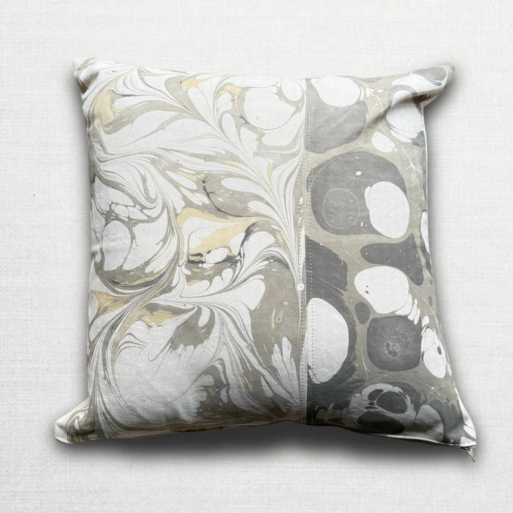 Hand Marbled One-of-a-Kind Pillow (26-07) - Image 2