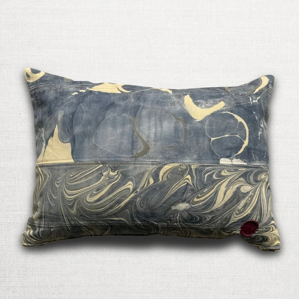 Hand Marbled One-of-a-Kind Pillow (26-09) - Image 2