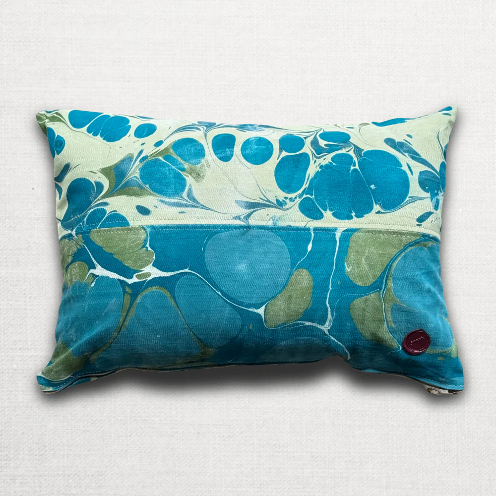 Hand Marbled One-of-a-Kind Pillow (26-12) - Image 2