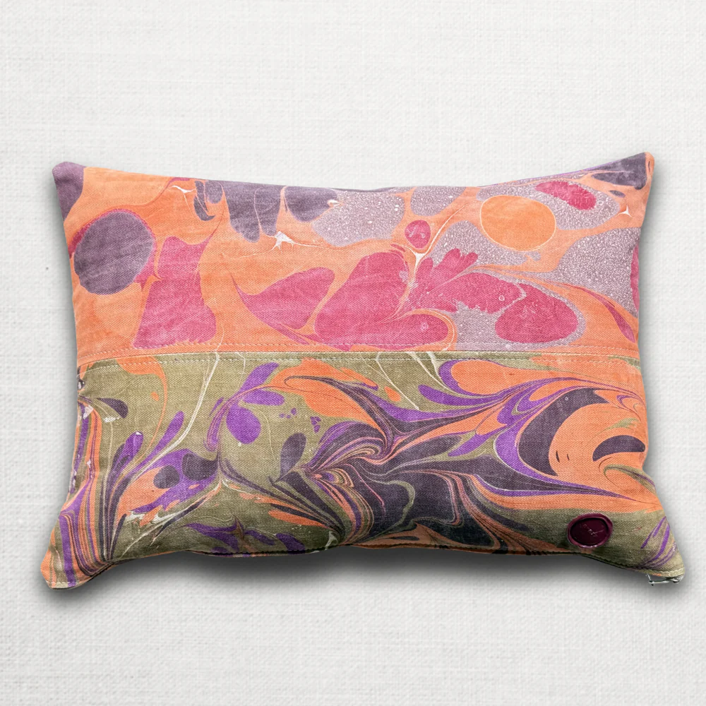 Hand Marbled One-of-a-Kind Pillow (26-18) - Image 2