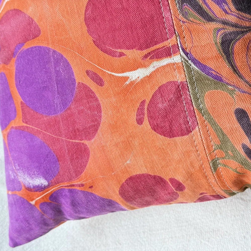 Hand Marbled One-of-a-Kind Pillow (26-18) - Image 3