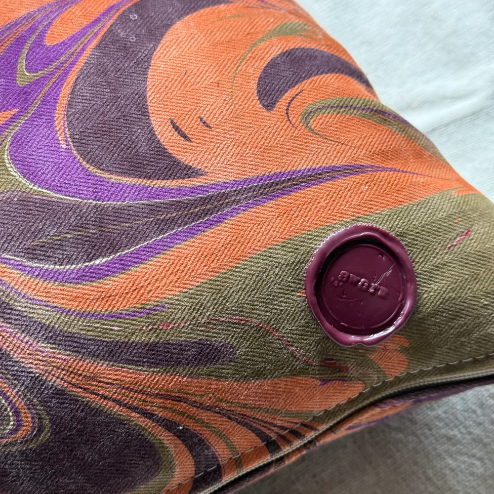 Hand Marbled One-of-a-Kind Pillow (26-18) - Image 5