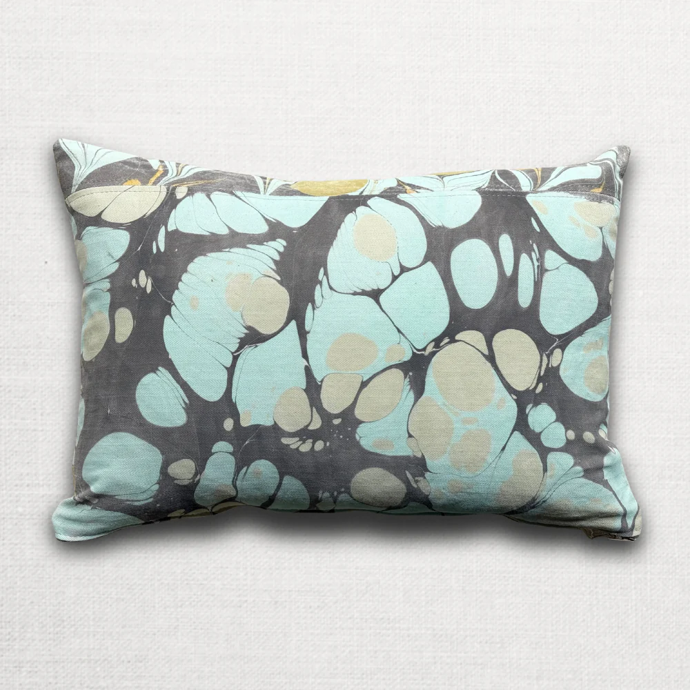 Hand Marbled One-of-a-Kind Pillow (26-19) - Image 2