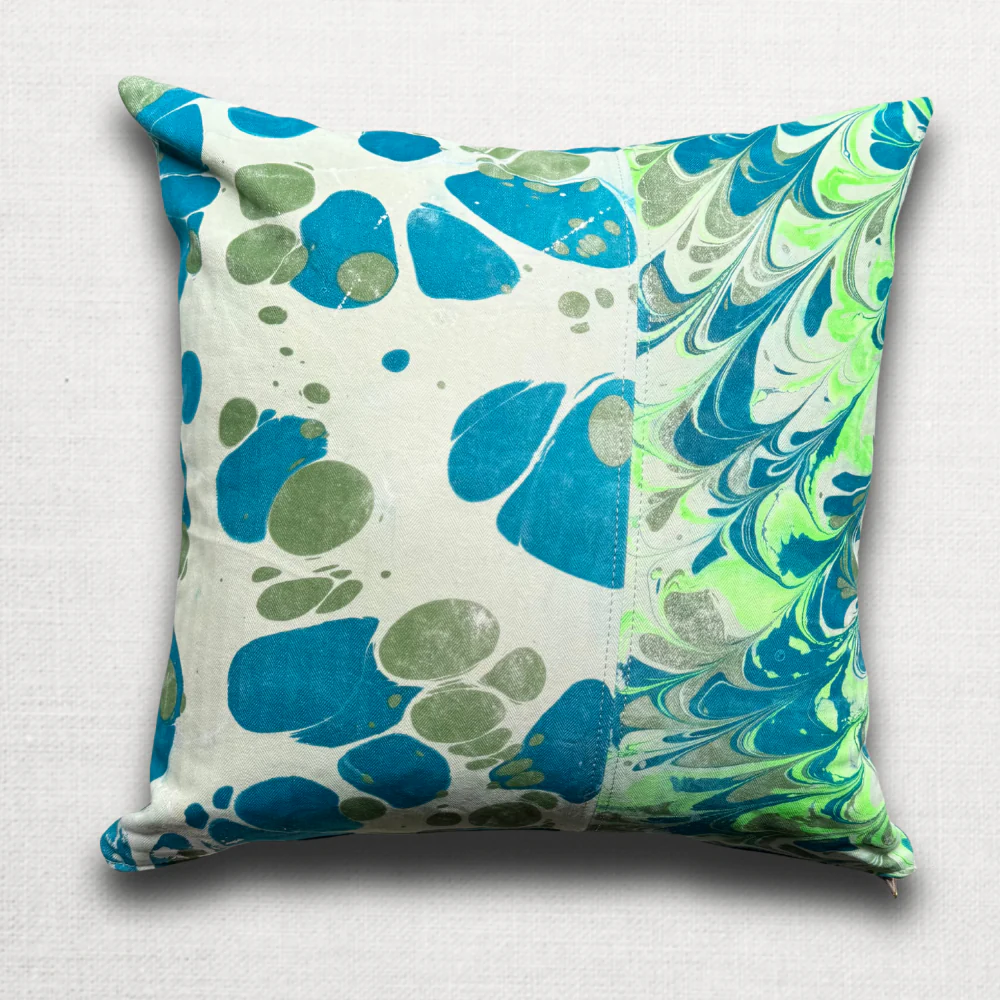 Hand Marbled One-of-a-Kind Pillow (26-21) - Image 2